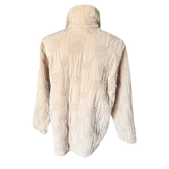 Vintage Action Wear Size Large Womens Jacket Quilted Beige Fall Embroidered - Picture 2 of 7